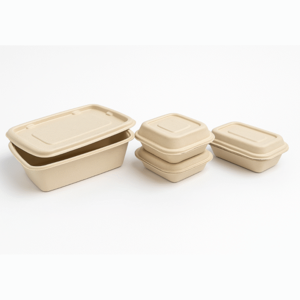 Rectangular Bagasse Club Food Container with Lid – Biodegradable & Eco-Friendly Takeaway Box (All Sizes) | We are Authorized Supplier