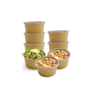 Kraft Paper Bowl 1000ml with Lid (Wholesale) Pack of 300 – Eco-Friendly Disposable Food Containers for Takeaway & Delivery | Omnex UAE
