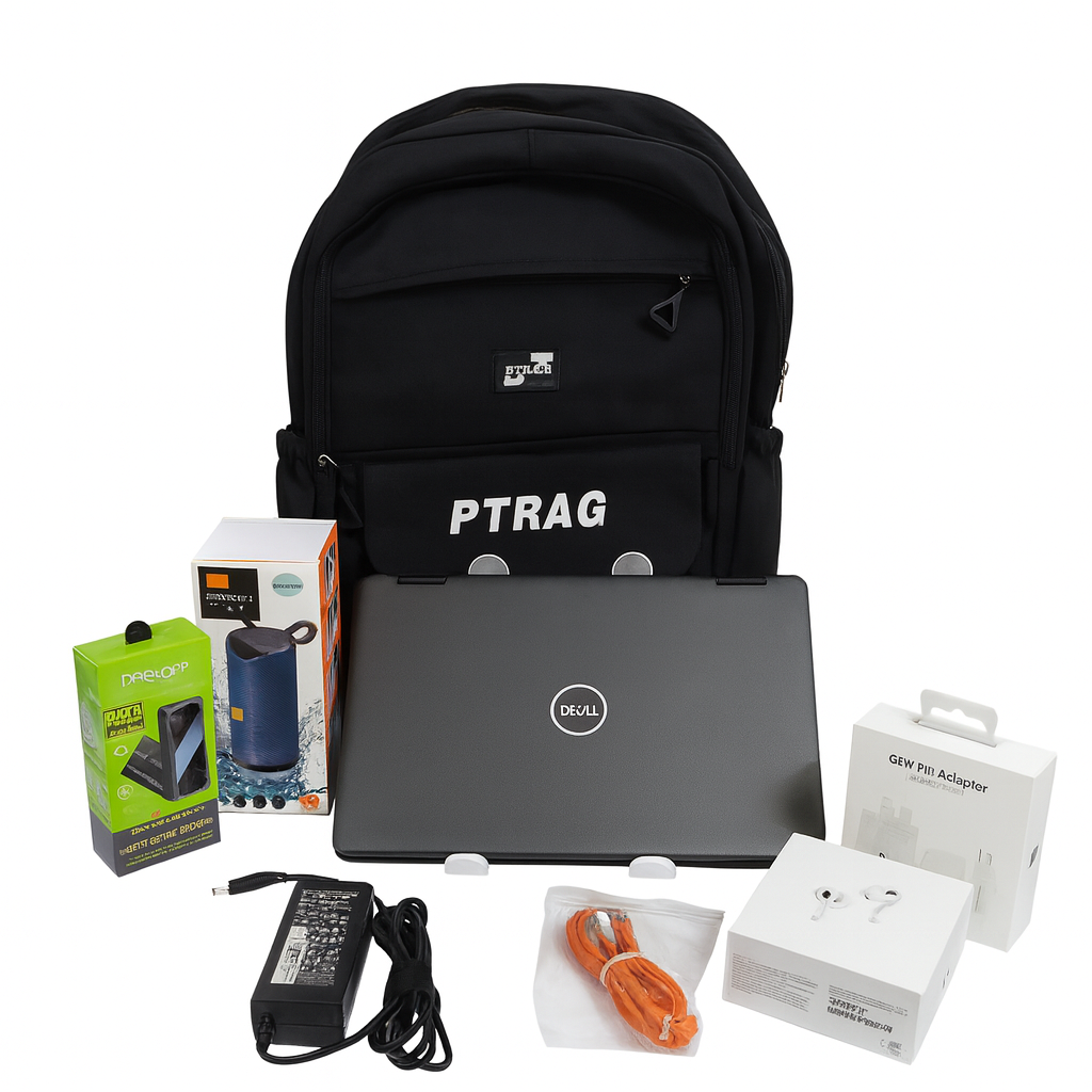 9-in-1 CromeBook Accessories Bundle – Dell CromeBook + Backpack + Charger + Earbuds + Power Bank + Speaker + Type-C Cable