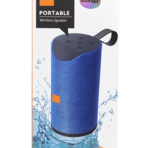 GODFREY Portable Wireless Speaker – Bluetooth Waterproof Outdoor Speaker with HD Sound, Deep Bass, Built-in Mic, USB Support, Long Battery, Carry Strap – Blue