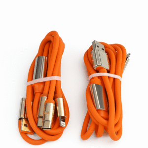 3-in-1 Fast Charging Cable – 120W High-Speed Multi USB Charger Cord, Type-C + Micro USB + Lightning, Heavy-Duty Silicone Cable, Universal Charging for Android, iPhone & Tablets – Orange